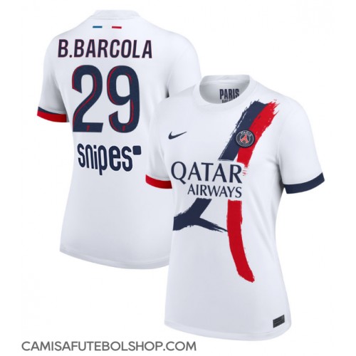 Camisa de time de futebol Paris Saint-Germain Bradley Barcola #29 Replicas 2º Equipamento Feminina 2025-26 Manga Curta